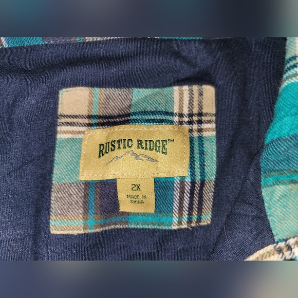 Rustic Ridge Fleece lined flannel, Size 2XL, Teal, Pockets - Picture 10 of 11